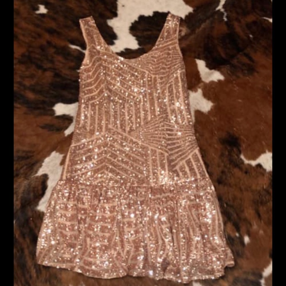 Rose gold sequin dress